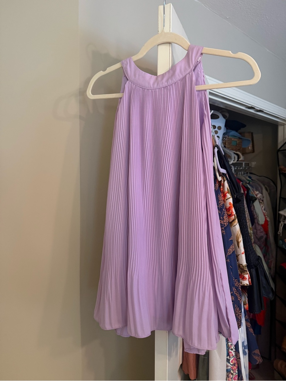 TCEC Lilac Pleated Halter Tank Top